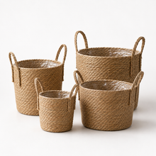 Natural Woven Planter Basket with Handles & Liner