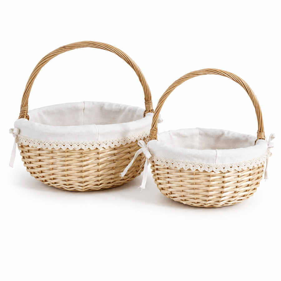 Willow Picnic Basket with Cotton-Linen Liner | 2 Sizes