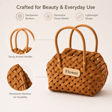Handwoven Bamboo Flower Basket with Double Handles