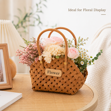 Handwoven Bamboo Flower Basket with Double Handles