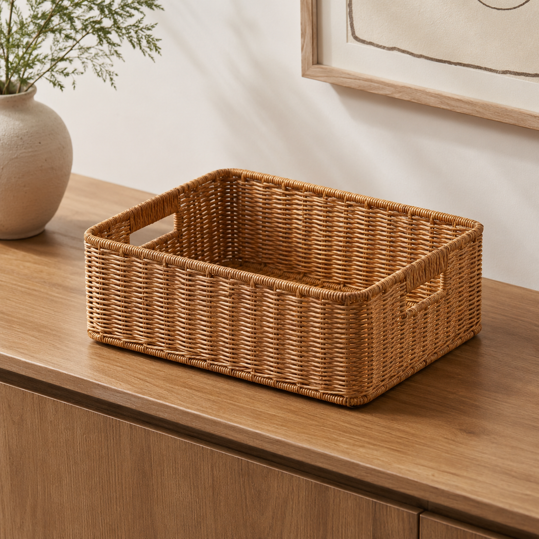 rectangular wicker basket product view