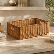 Rectangular Wicker Basket for Shelf Storage size or option view