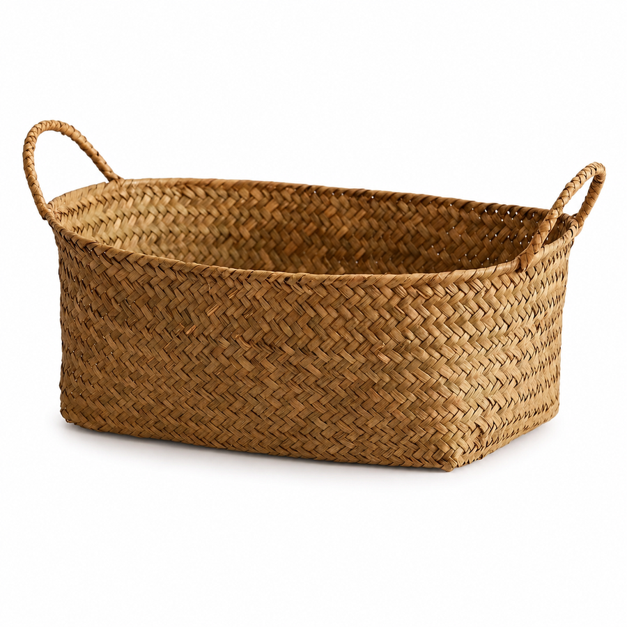 woven rattan storage basket product view