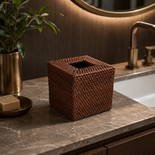 Rattan Tissue Box Cover for Vanity or Tabletop size or option view