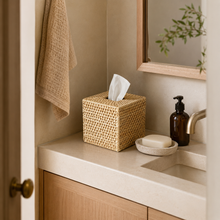 Rattan Tissue Box Cover for Vanity or Tabletop tabletop or shelf display