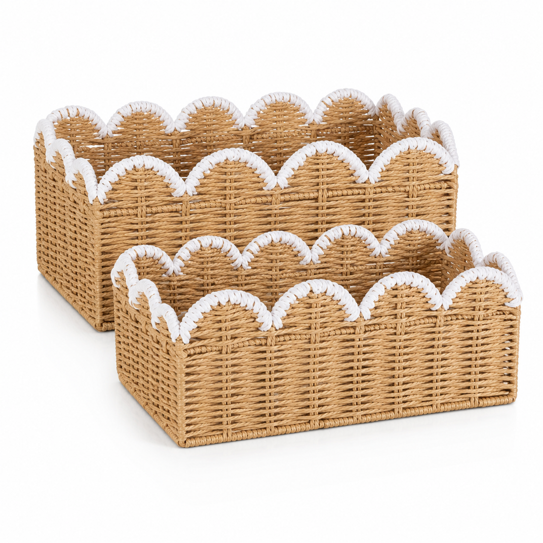 scalloped woven storage basket product view