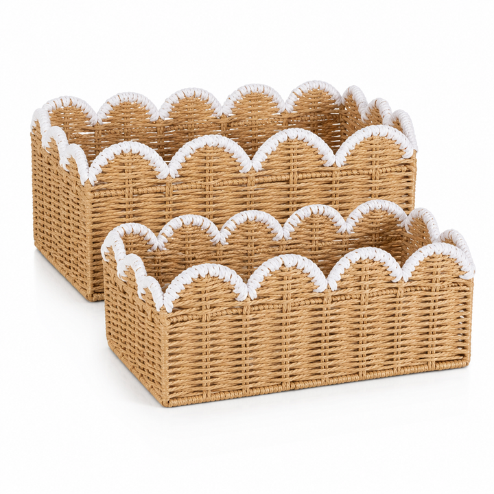 scalloped woven storage basket product view