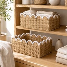 Scalloped Edge Woven Storage Basket alternate angle