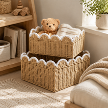 Scalloped Edge Woven Storage Basket grouped product view