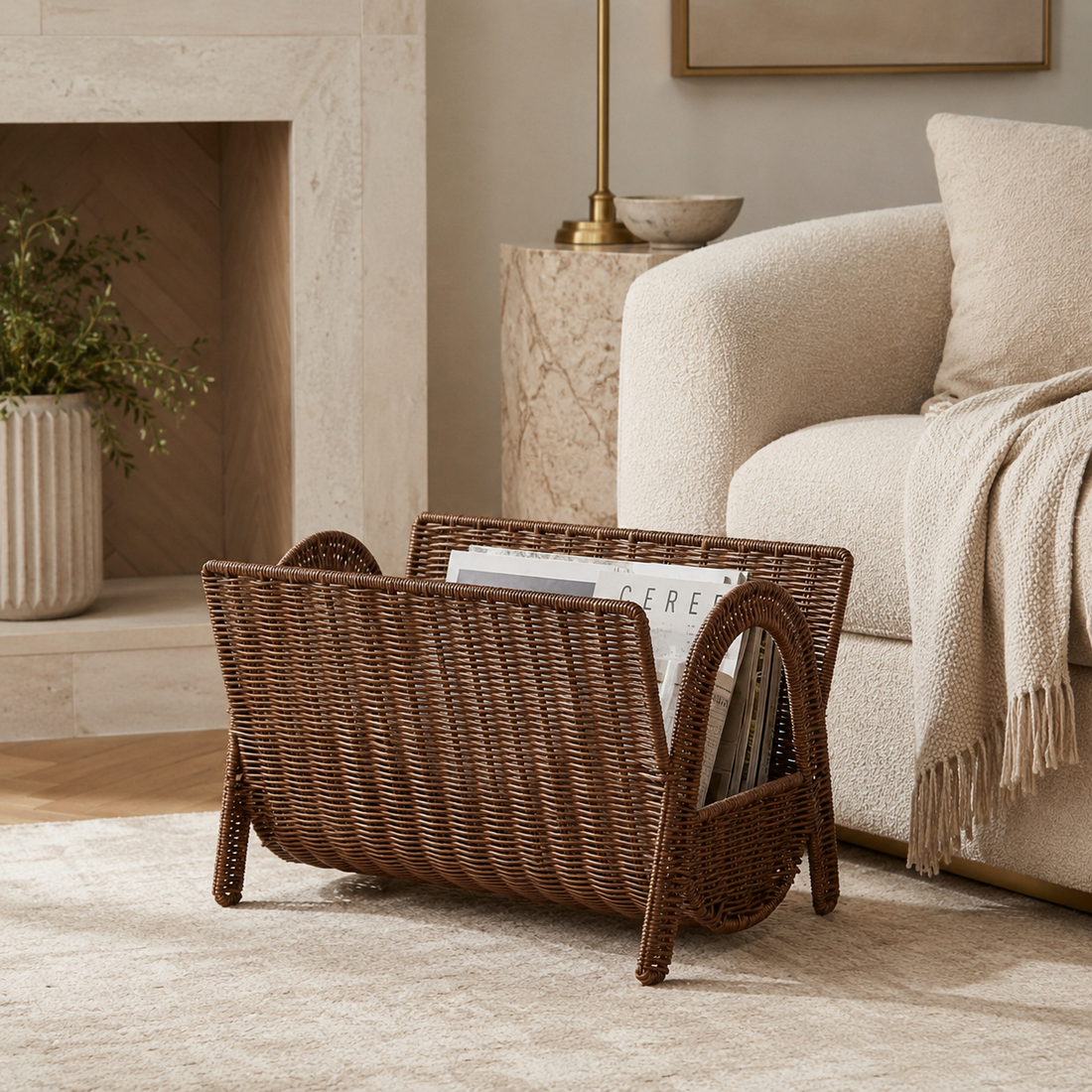 Woven Living Room Basket with Natural Texture alternate angle
