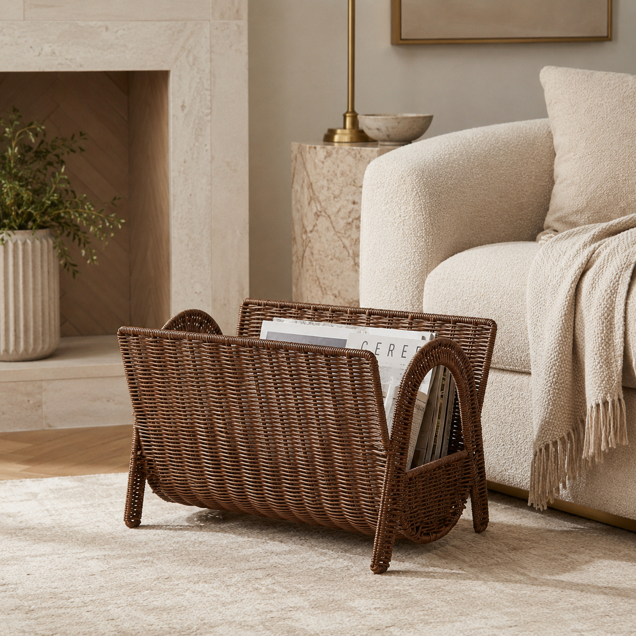 Woven Living Room Basket with Natural Texture alternate angle