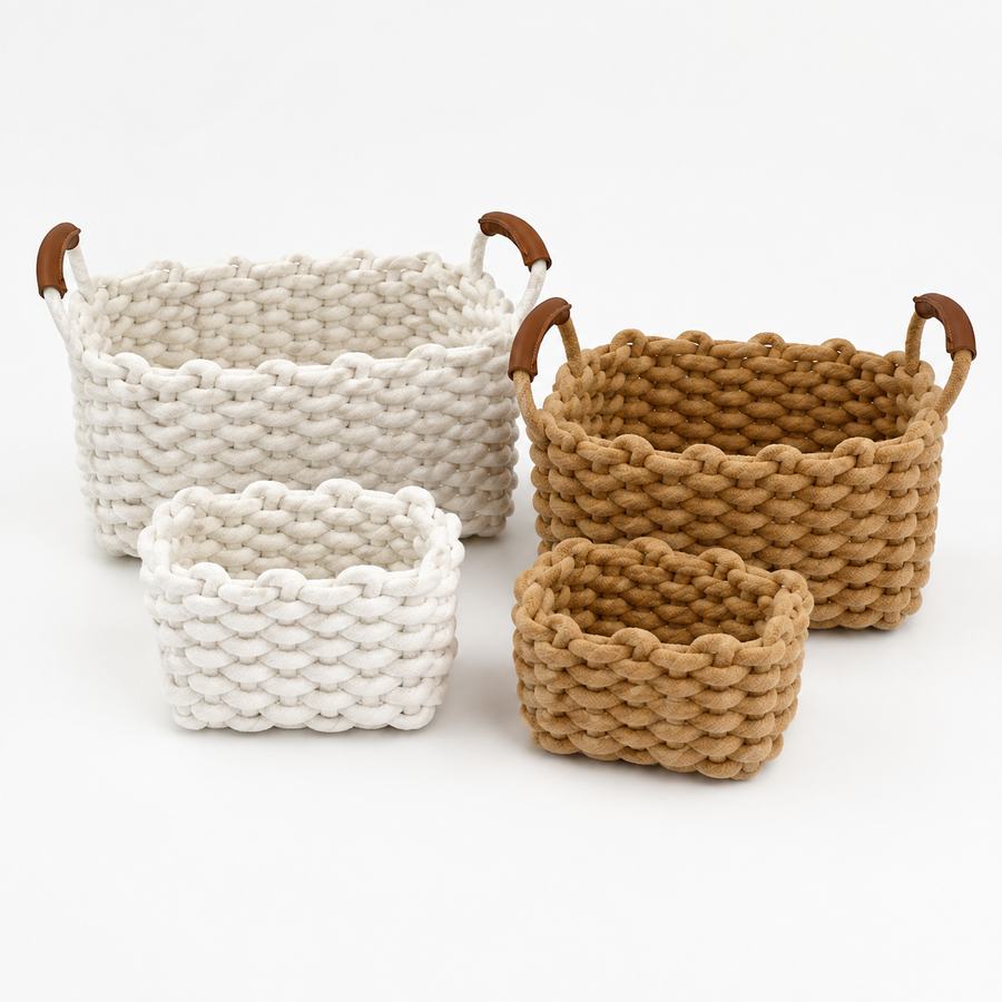 Cotton Rope Storage Basket with Handles | 2 Sizes