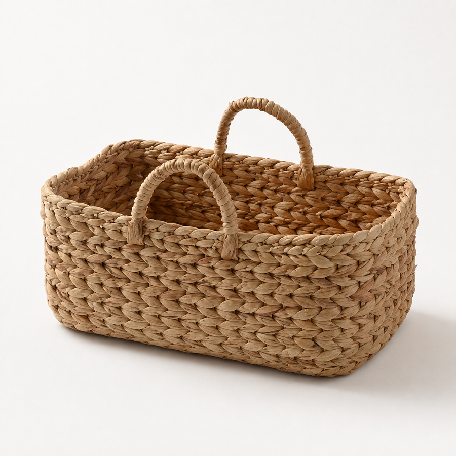 Water Hyacinth Storage Basket with Handles | 37cm