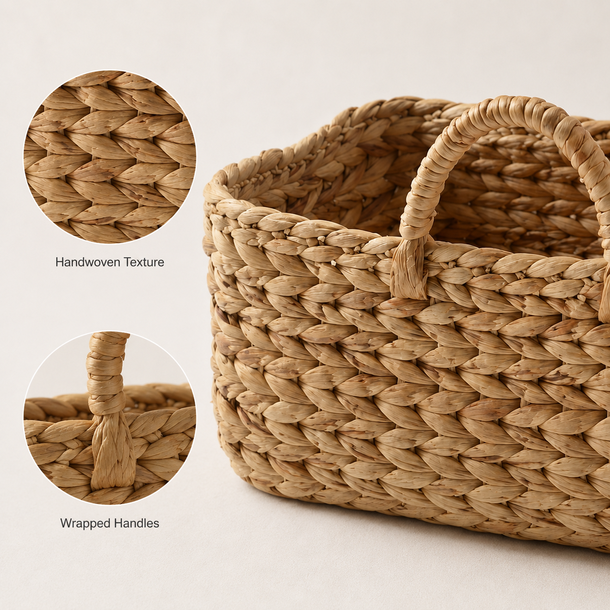 Water Hyacinth Storage Basket with Handles | 37cm