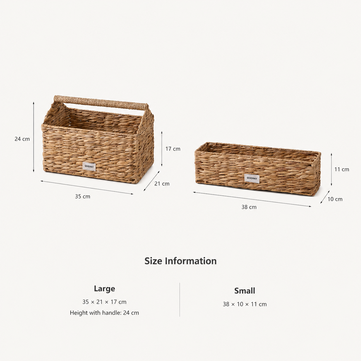 Woven Rectangular Storage Basket with Handle | 2 Sizes