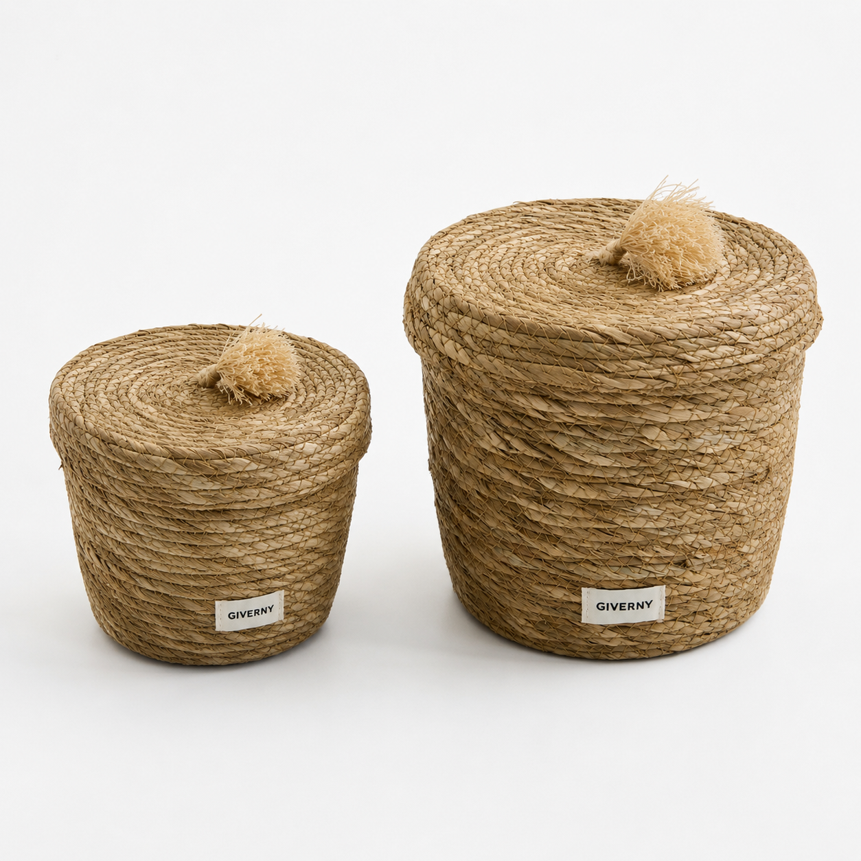 Woven Storage Basket with Lid | Natural Grass, 2 Sizes
