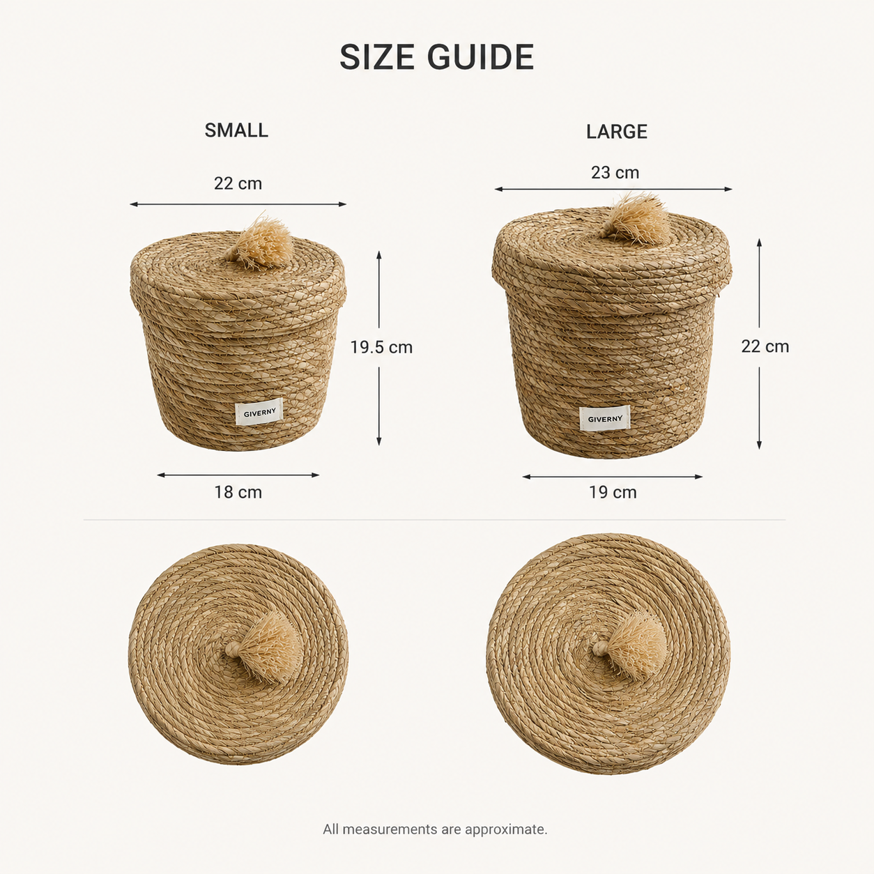 Woven Storage Basket with Lid | Natural Grass, 2 Sizes