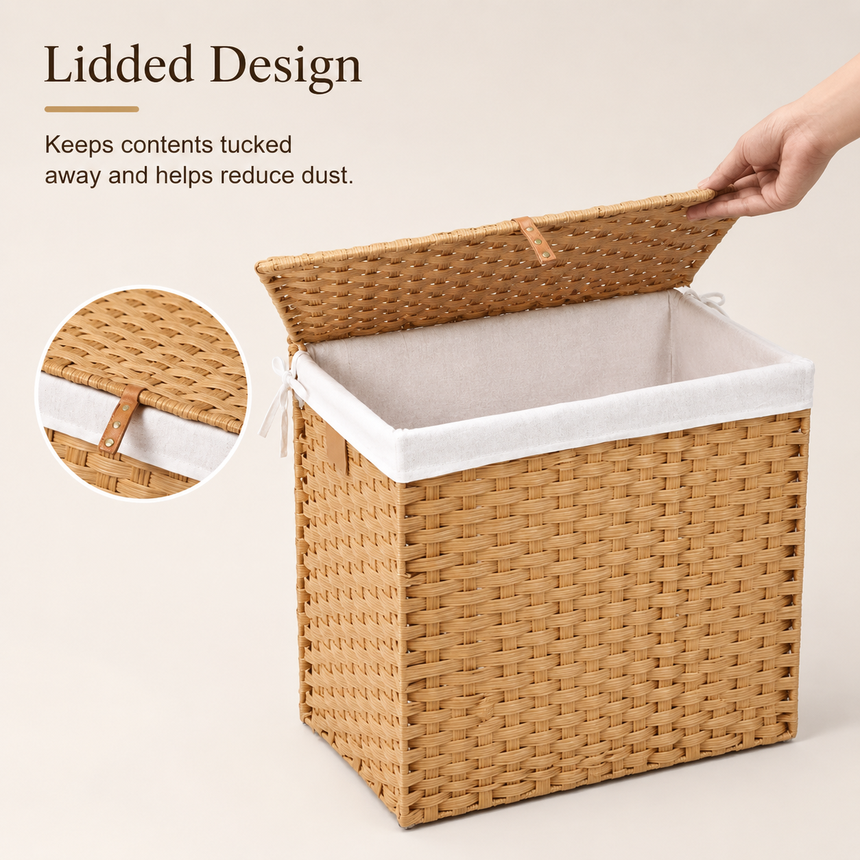 Woven Laundry Hamper with Lid & Divider | 2 Sizes