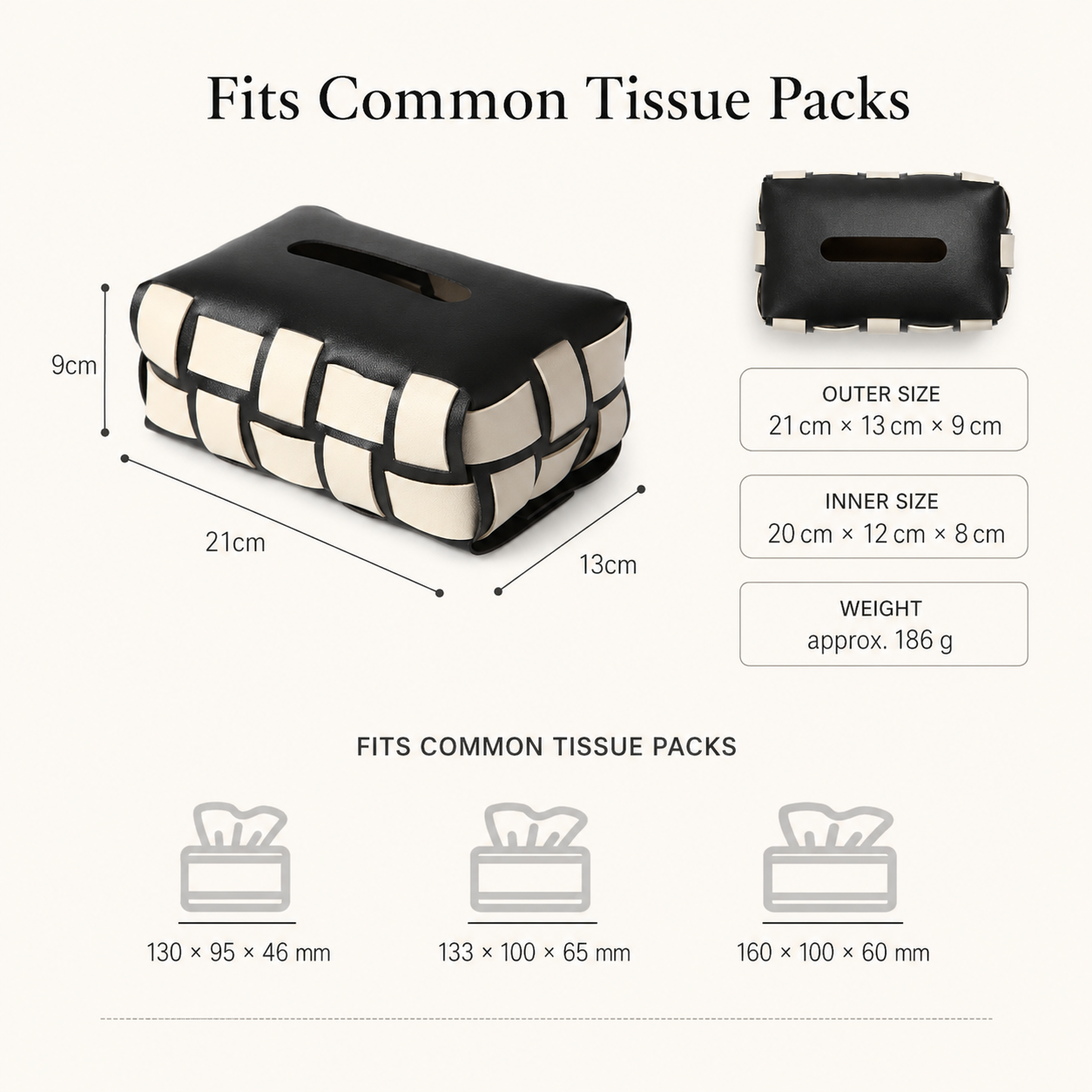 Woven Faux Leather Tissue Box Cover | Modern Tissue Holder