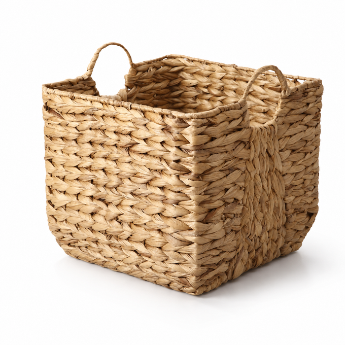 Water Hyacinth Storage Basket with Handles | Woven Baske