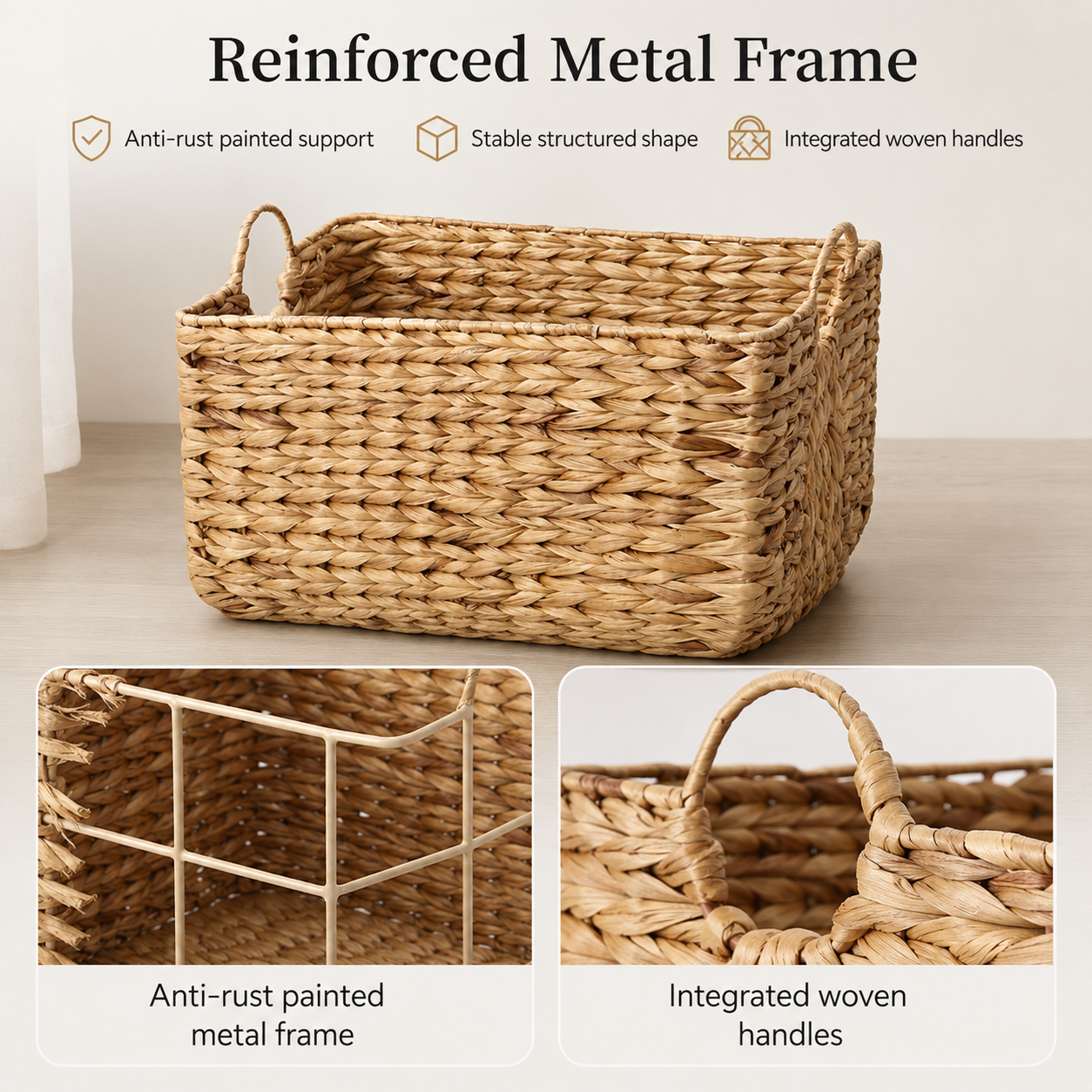 Water Hyacinth Storage Basket with Handles | Woven Baske