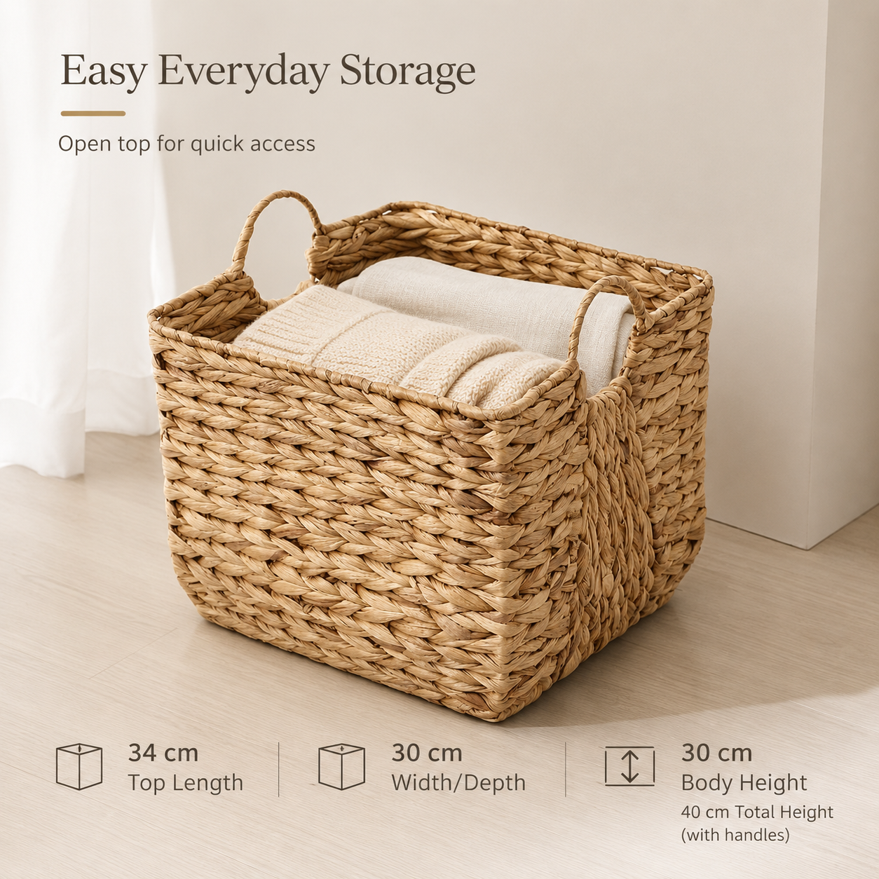 Water Hyacinth Storage Basket with Handles | Woven Baske