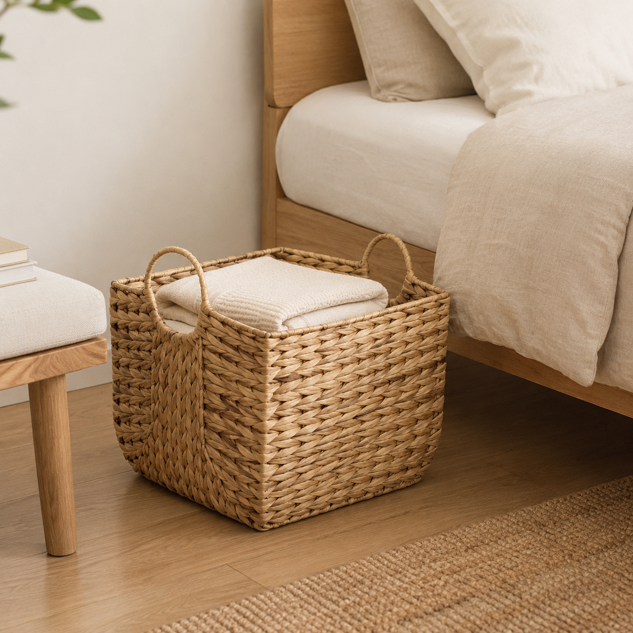 Water Hyacinth Storage Basket with Handles | Woven Baske