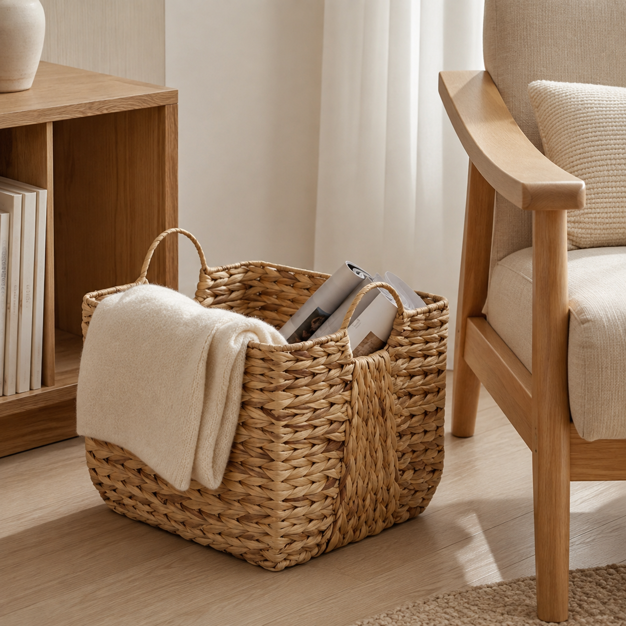Water Hyacinth Storage Basket with Handles | Woven Baske