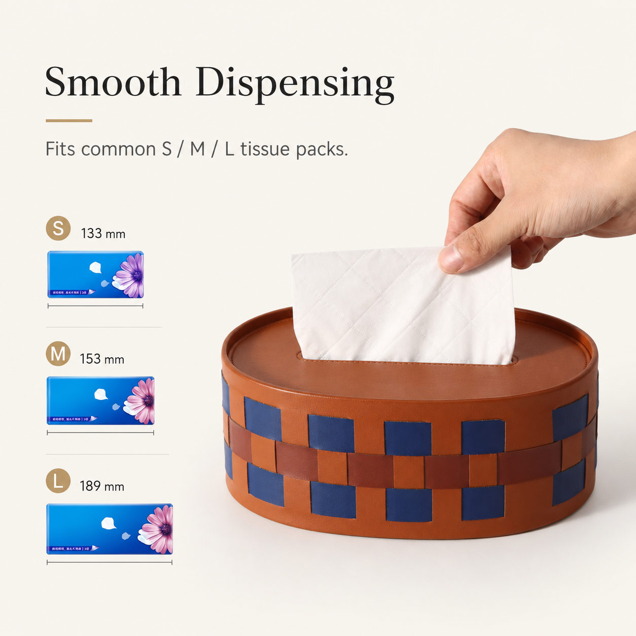 Woven Faux Leather Tissue Box Cover – Modern Decorative Tissue Holder