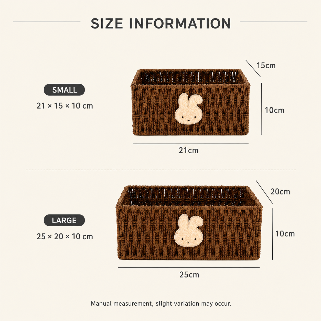 Woven Rattan Storage Basket with Bunny – Decorative Desktop Organizer