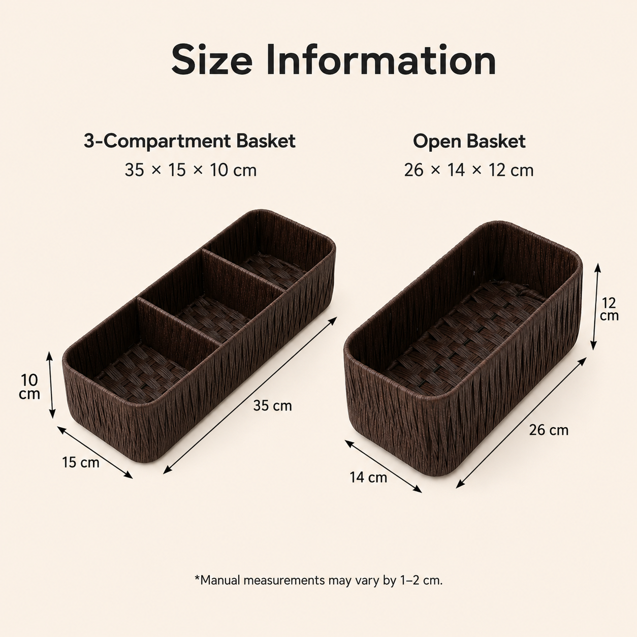 Faux Rattan Desktop Storage Basket – Woven Organizer with Divided & Open Styles