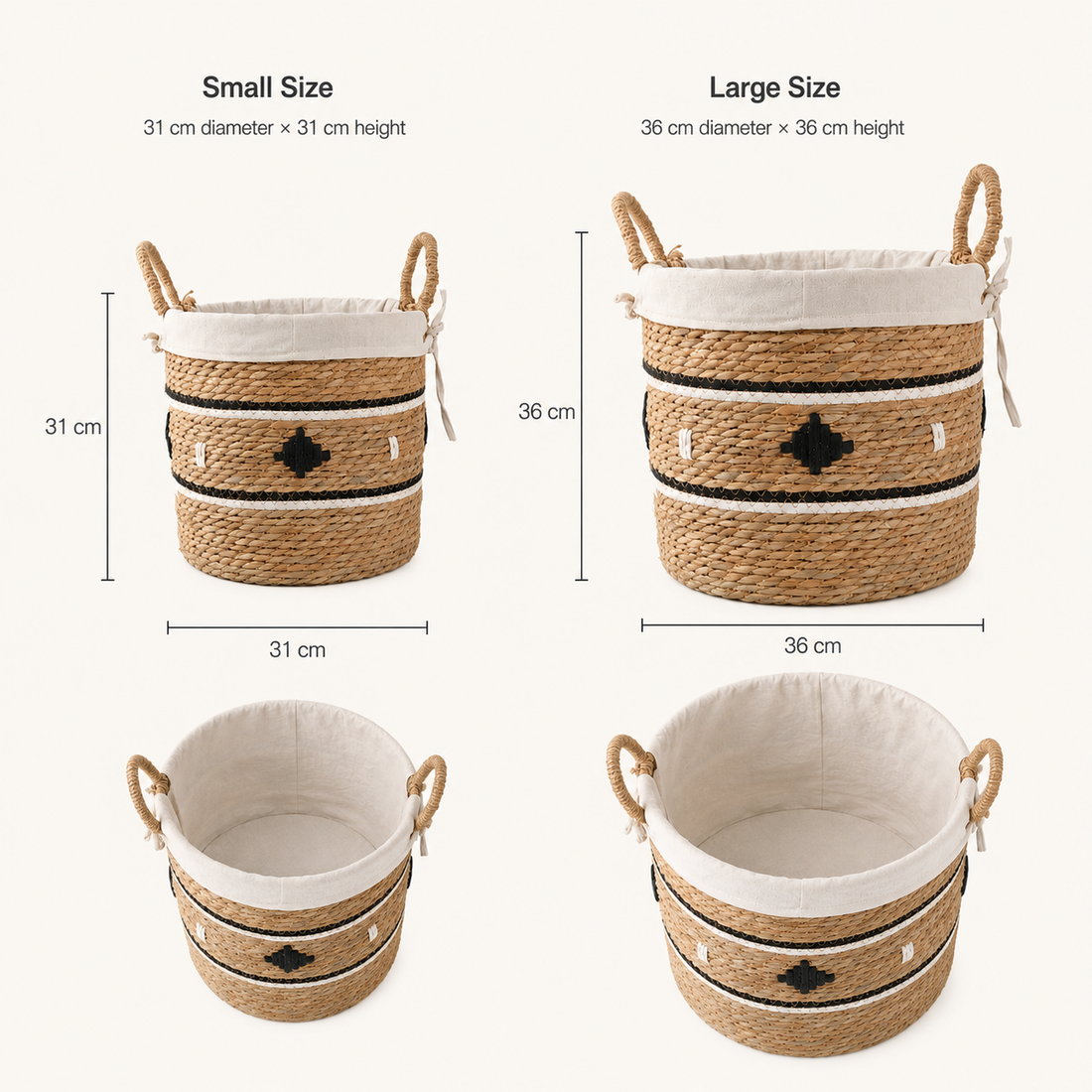 Woven Grass Laundry Basket with Liner | 2 Sizes