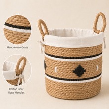 Woven Grass Laundry Basket with Liner | 2 Sizes