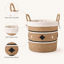 Woven Grass Laundry Basket with Liner | 2 Sizes