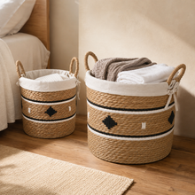 Woven Grass Laundry Basket with Liner | 2 Sizes