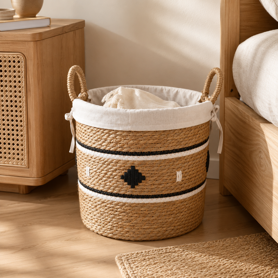 Woven Grass Laundry Basket with Liner | 2 Sizes