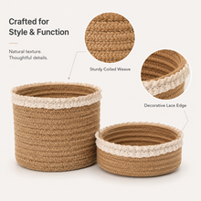 Jute Storage Basket with Lace Trim | 2 Sizes