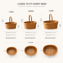 Woven Fir Wood Market Basket with Handle | 3 Sizes