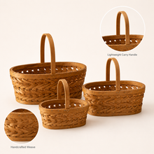 Woven Fir Wood Market Basket with Handle | 3 Sizes