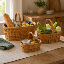 Woven Fir Wood Market Basket with Handle | 3 Sizes