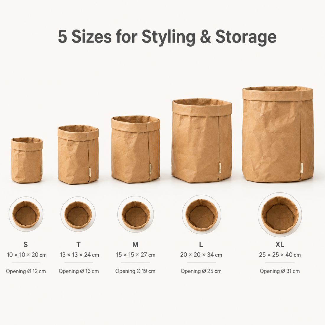 Washable Kraft Paper Plant Pot Cover & Storage Bag | 5 Sizes