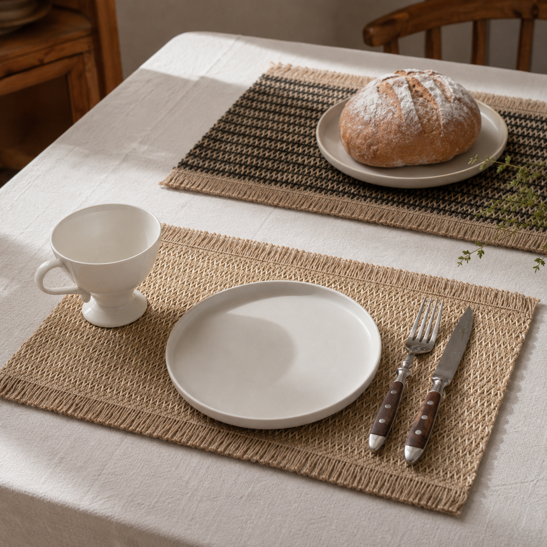 Natural Jute Woven Placemat 44×30cm | 2 Colors