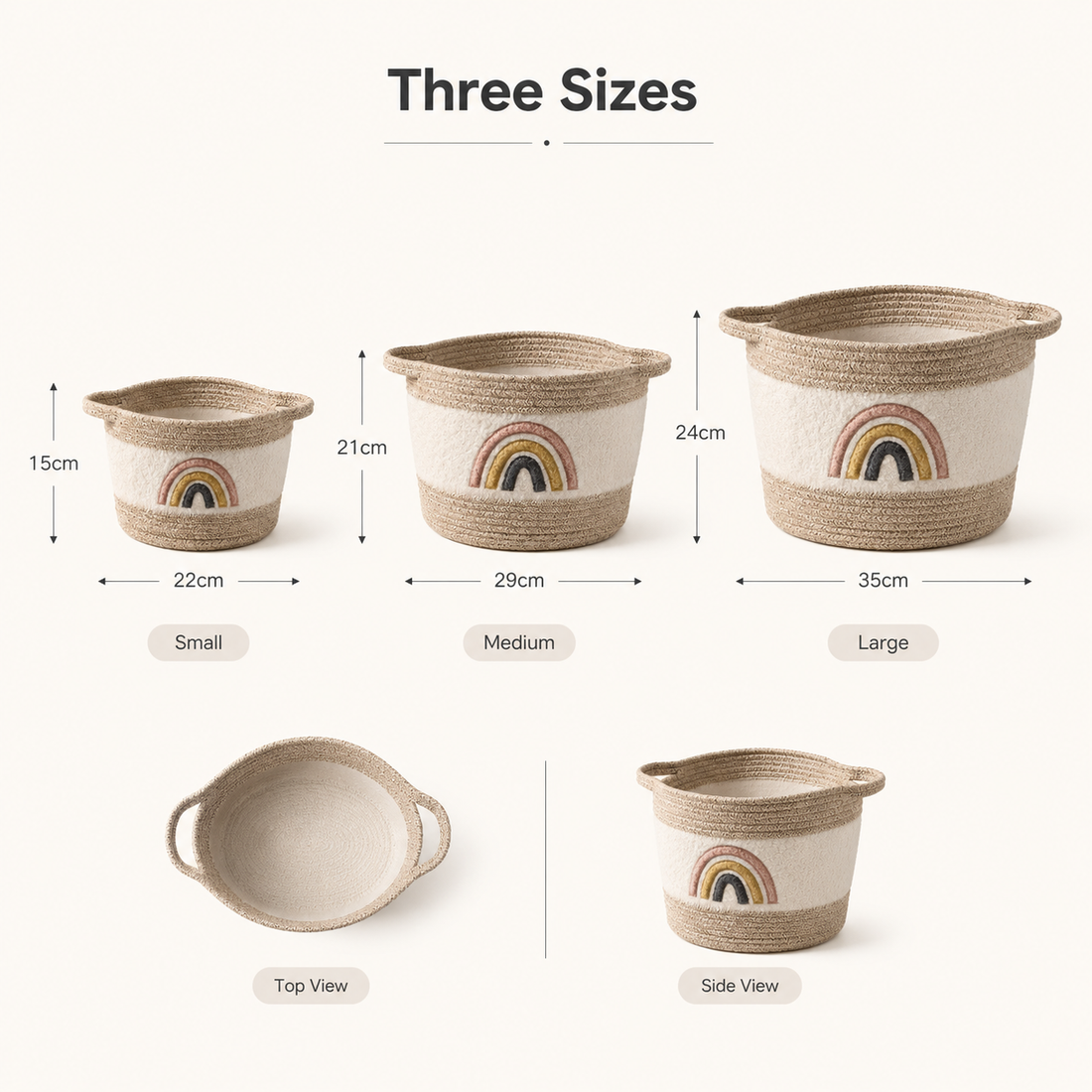 Rainbow Cotton Rope Storage Basket | 3 Sizes