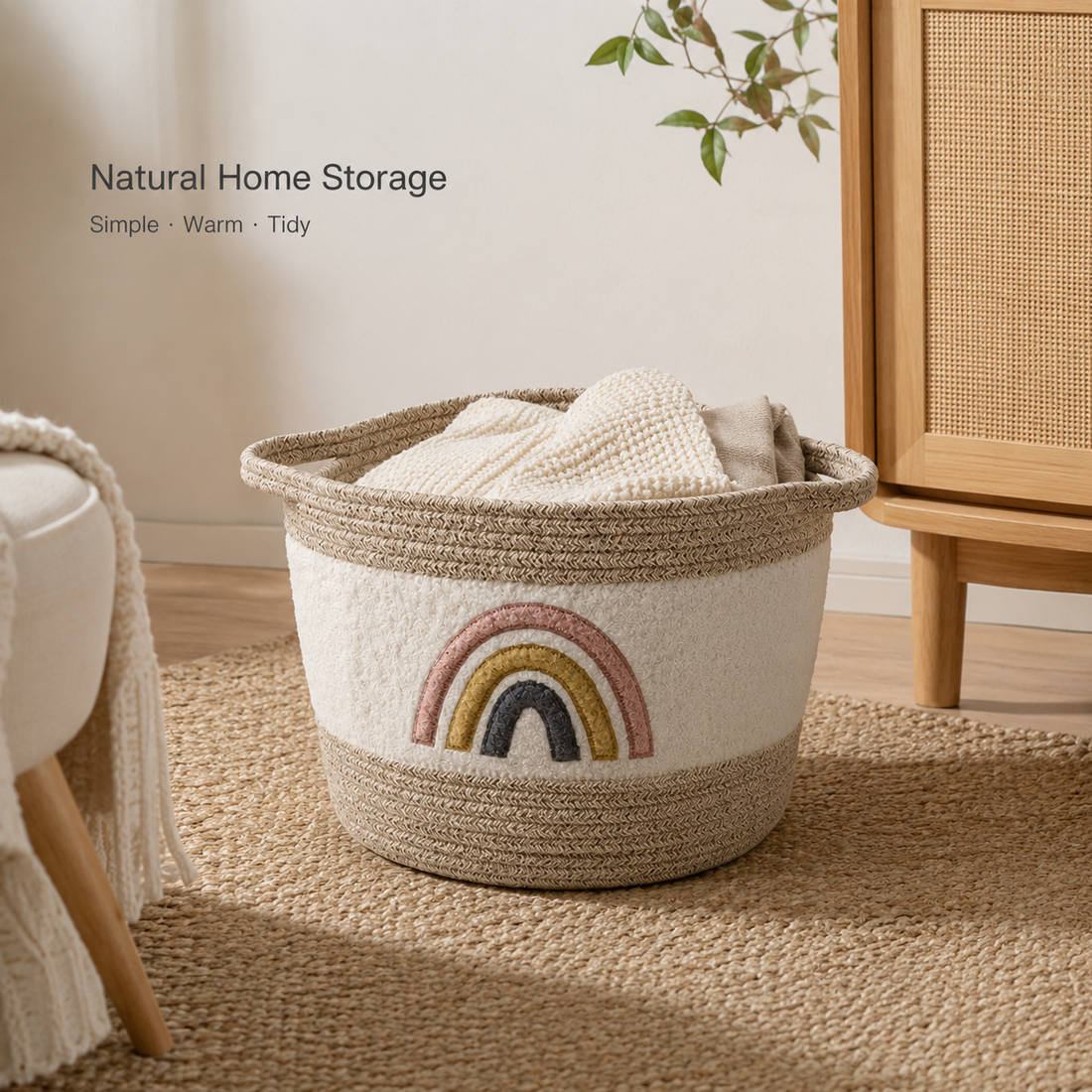 Rainbow Cotton Rope Storage Basket | 3 Sizes