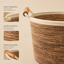 Seagrass Storage Basket with Wooden Handles | 3 Sizes