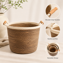 Seagrass Storage Basket with Wooden Handles | 3 Sizes