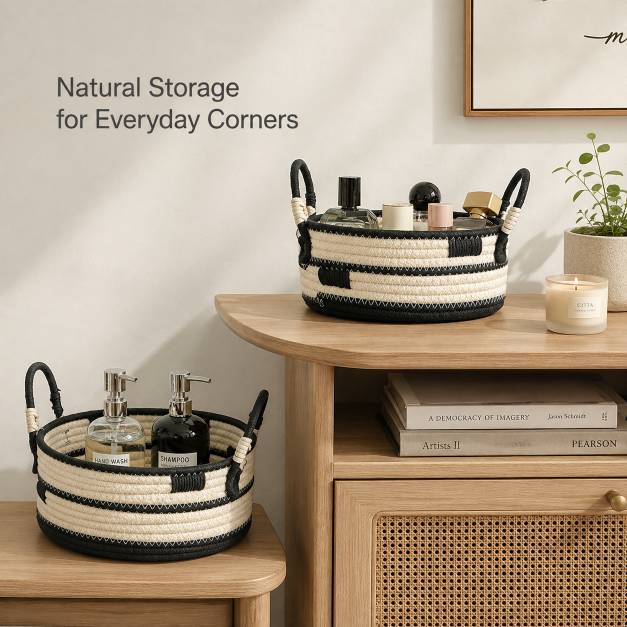 Cotton Rope Storage Basket with Handles | 2 Sizes
