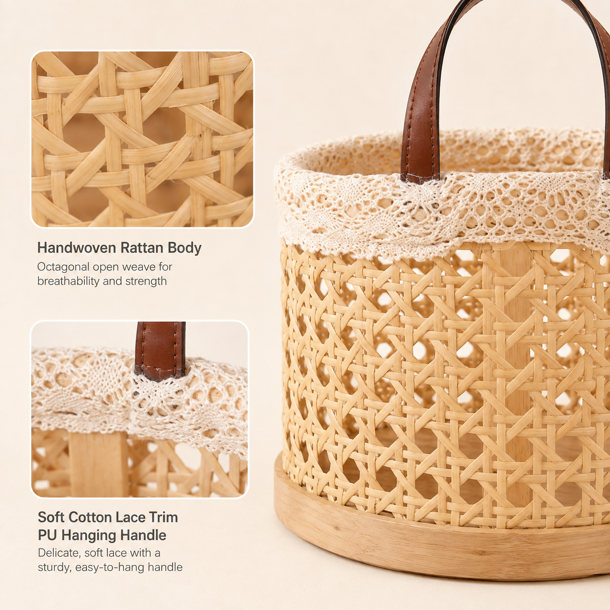 Hanging Woven Storage Basket with Handle | 2 Sizes