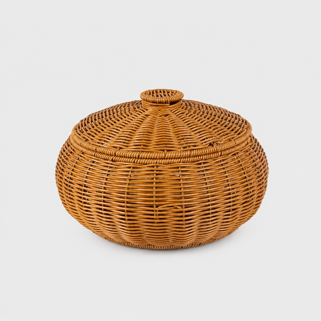 Rattan Storage Baskets with Lids close-up texture