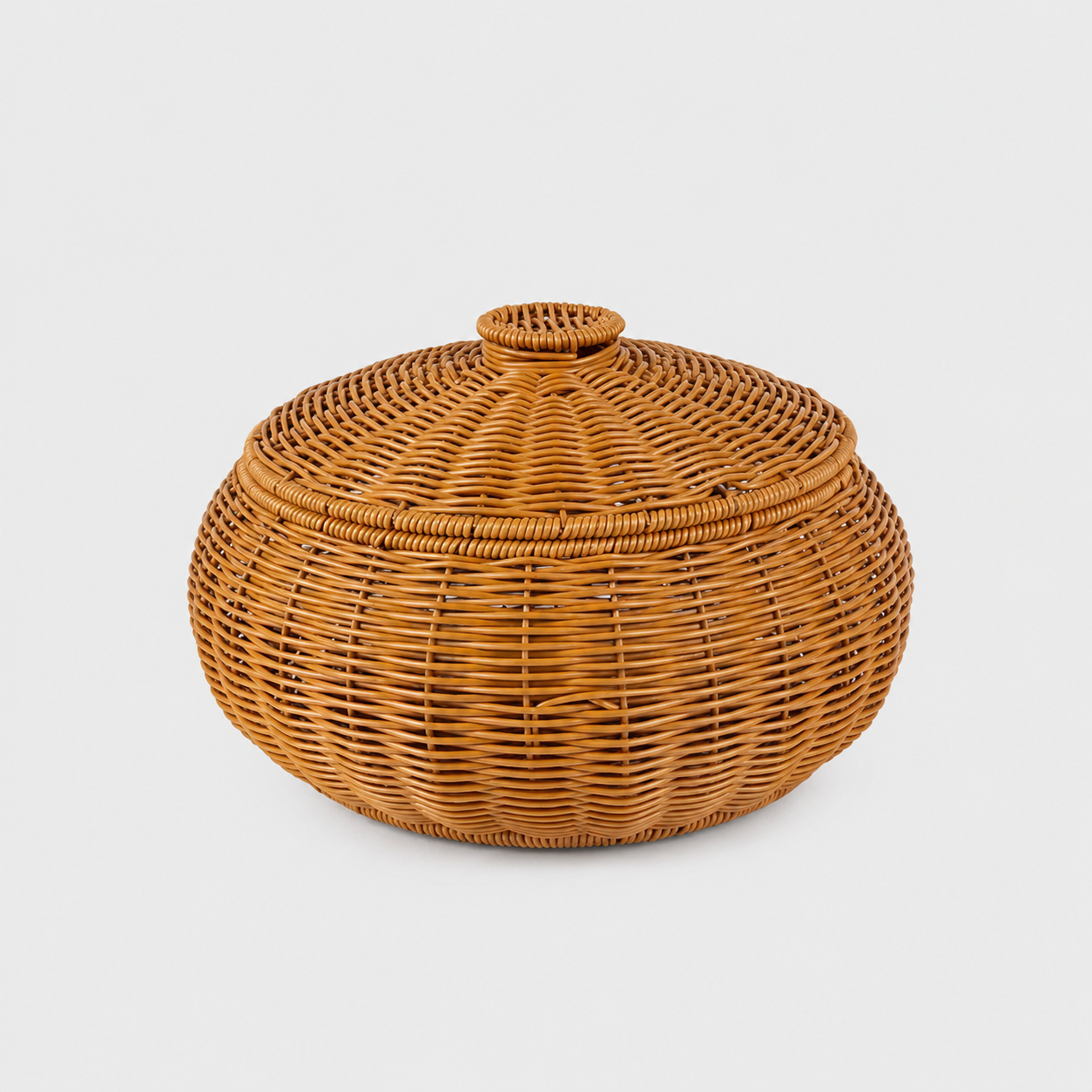 Rattan Storage Baskets with Lids close-up texture